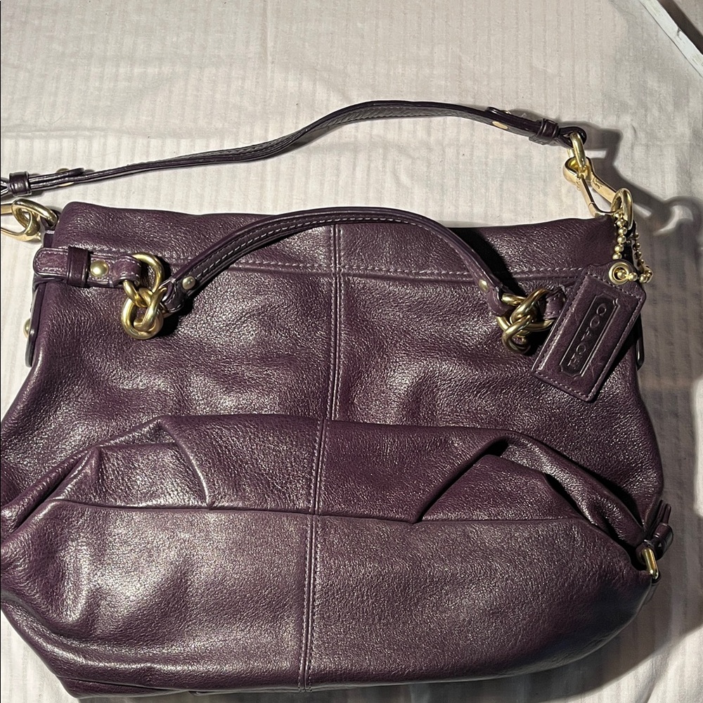 Coach Deep Purple Leather Shoulder Bag